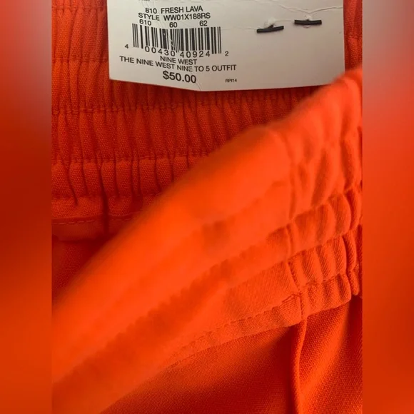 Nine West Women’s Slim Straight Orange Pull On Stretch Tapered Pants - Picture 6 of 7